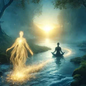 This visual powerfully captures the essence of letting go and finding renewal, aligning with the meditation's theme of liberation and transformation.