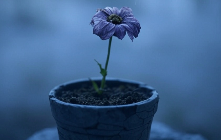 wilting blue flower