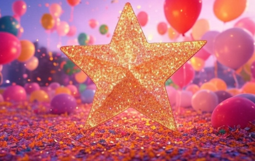 star with balloons and colors